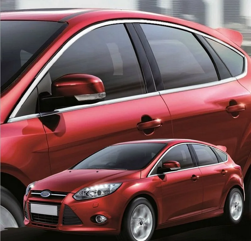 Автомобильные Покрытия Окна Наклейки Для Ford Focus 2012 Горячая Нержавеющей стали Полный Кузов Автомобиля Наклейки И знаки различия Для Ford Focus