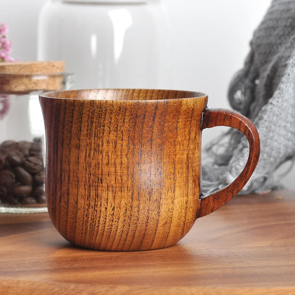 Natural Wooden Cup Wood Coffee Tea Beer Juice Milk Water Mug Handmade Soup Noodle Rice Bowl Big Ramen Bowl Anti Drop