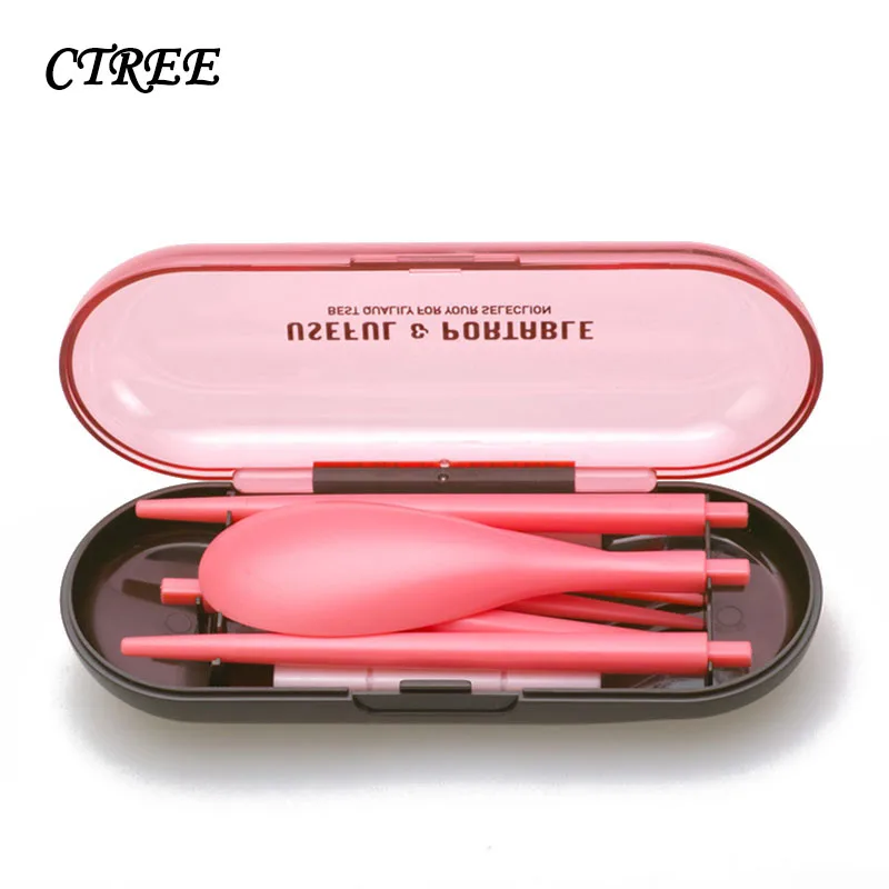 

CTREE 2Pcs/set Eco-friendly Fiber Plastic Dinnerware Sets Portable Travel Scoops Fork Cutlery Set Outdoor Tableware 3 Color C651