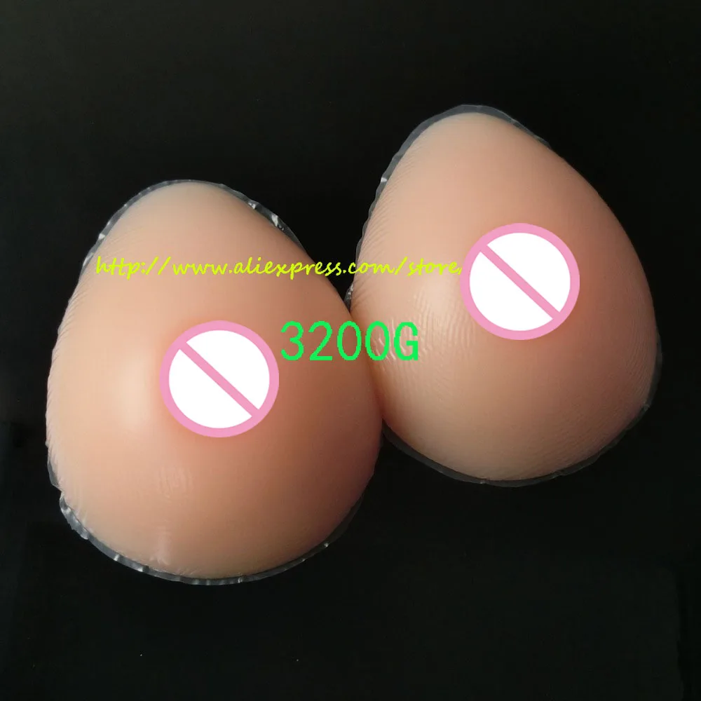 

New Silicone 3200g/Pair Huge Artificial Breast Form Fake False Boobs Chest Prosthesis Water Drop With Gift Bag