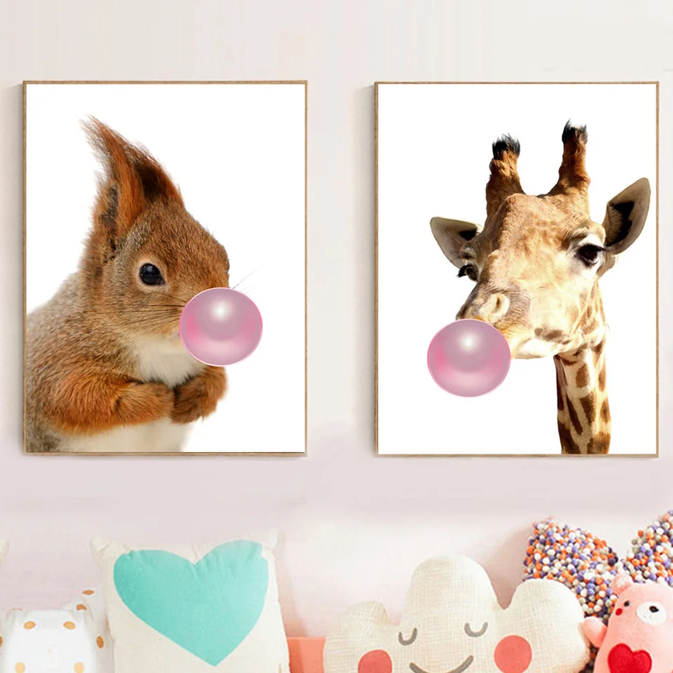 Giraffe-Squirrel-Rabbit-Balloon-Wall-Art-Canvas-Painting-Nordic-Posters-And-Prints-Wall-Pictures-For-Living (4)