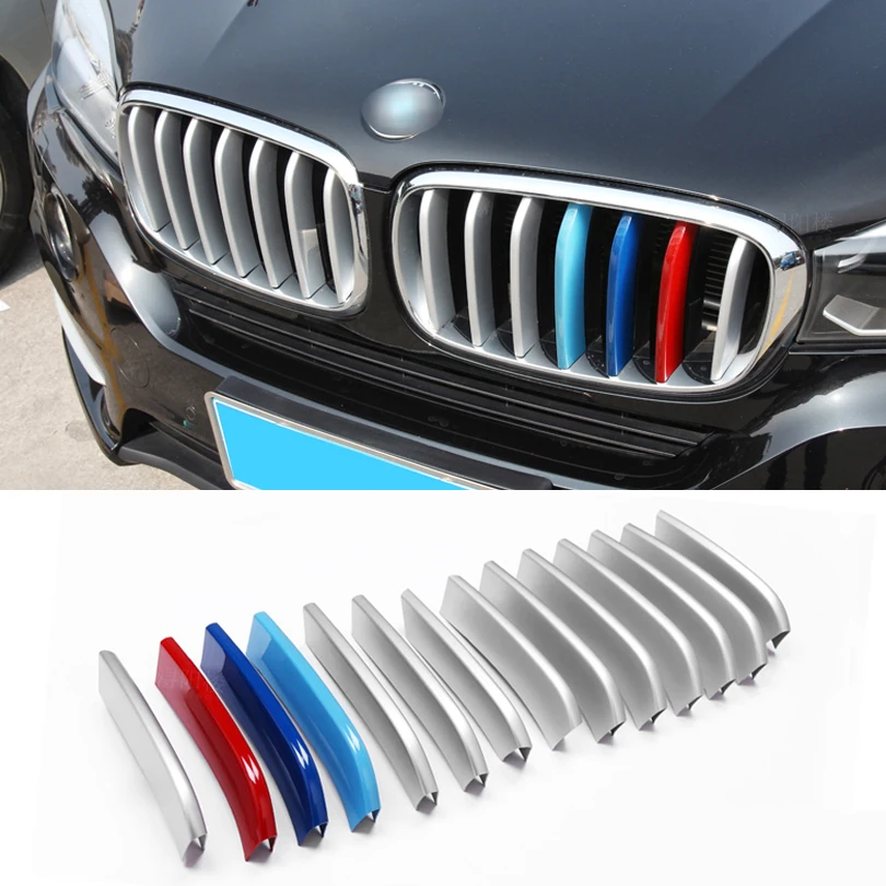 14pcs ABS Chrome Car Front Grill Cover Trim Sequins For BMW X5 F15 2014