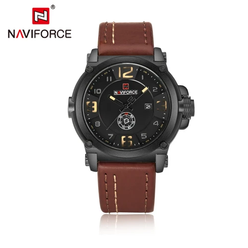 NAVIFORCE Топ люксовый бренд Мужские часы Дата дисплей часы модные повседневные кожаные часы мужские водонепроницаемые наручные часы Relogio Masculino - Цвет: B Y BN