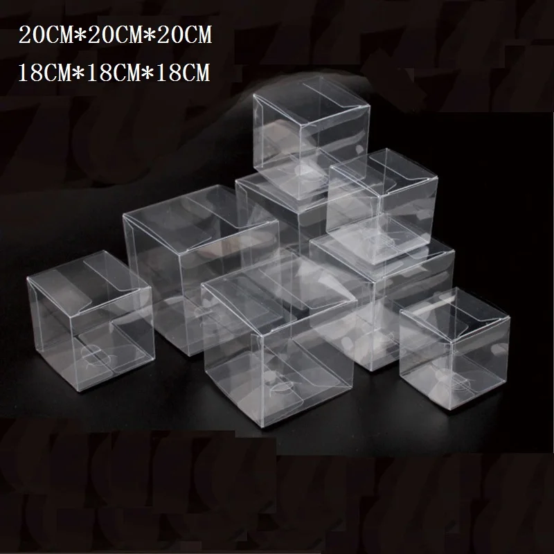 

18*18*18cm/20*20*20cm Transparent Clear PVC boxes Favors for candy box,Plastic square boxes Favors gift box 50pcs/lot