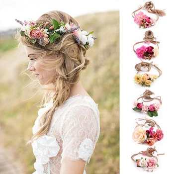 

1Pcs Women Girl Boho Flower Floral Hairband Headband Wreath Bride Wedding Beach Hairwear