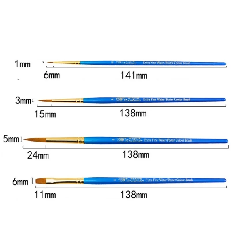 WINSOR & NEWTON 혼합 밍크 머리 화가 페인트 브러쉬 수채화 구 슈 페인트 브러쉬 4 개/대 또는 6 개/대