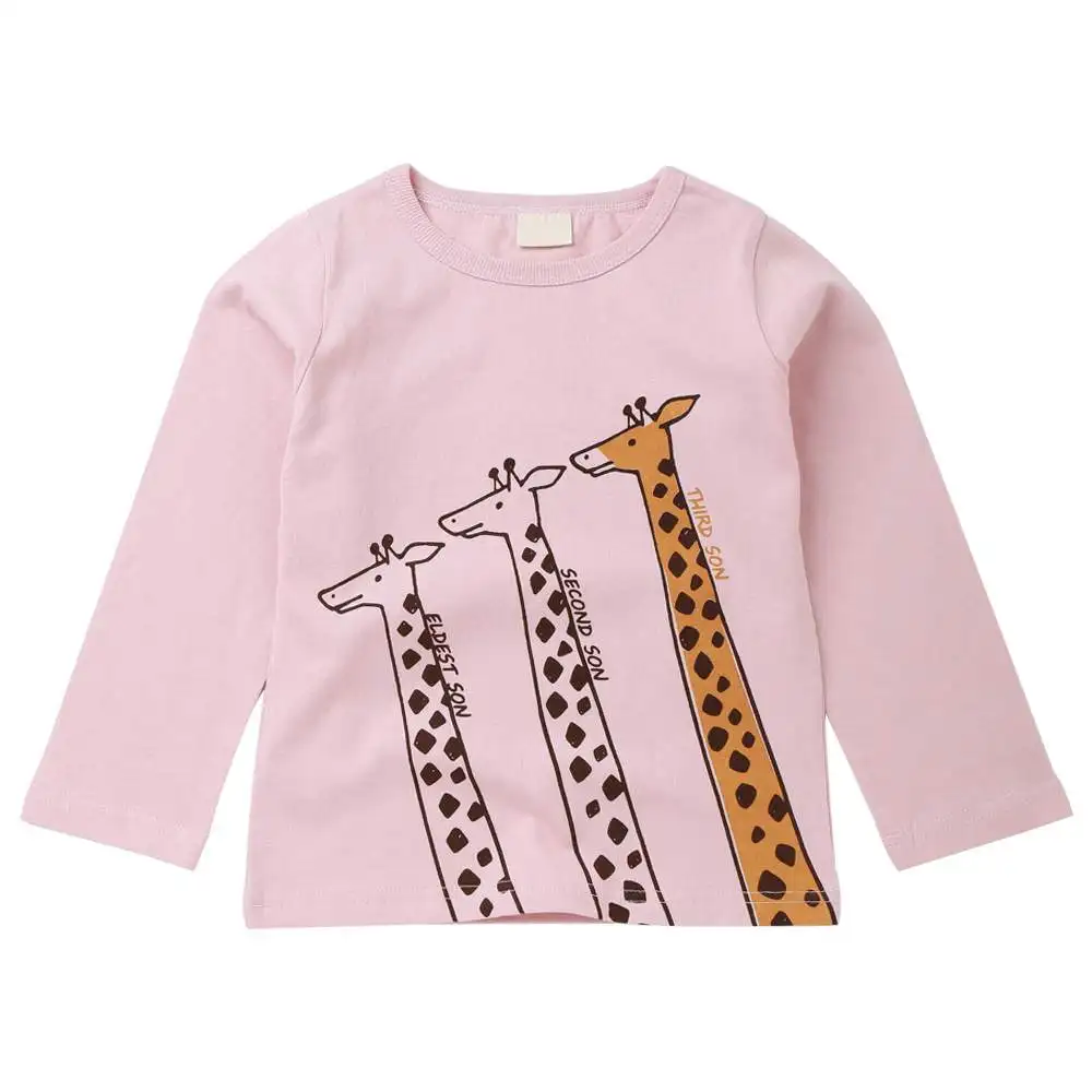 

New Casual Boys Girls Autumn Spring Giraffe Print Cotton Long Sleeve Tops T-shirt Children Clothes Baby Tees Blouse