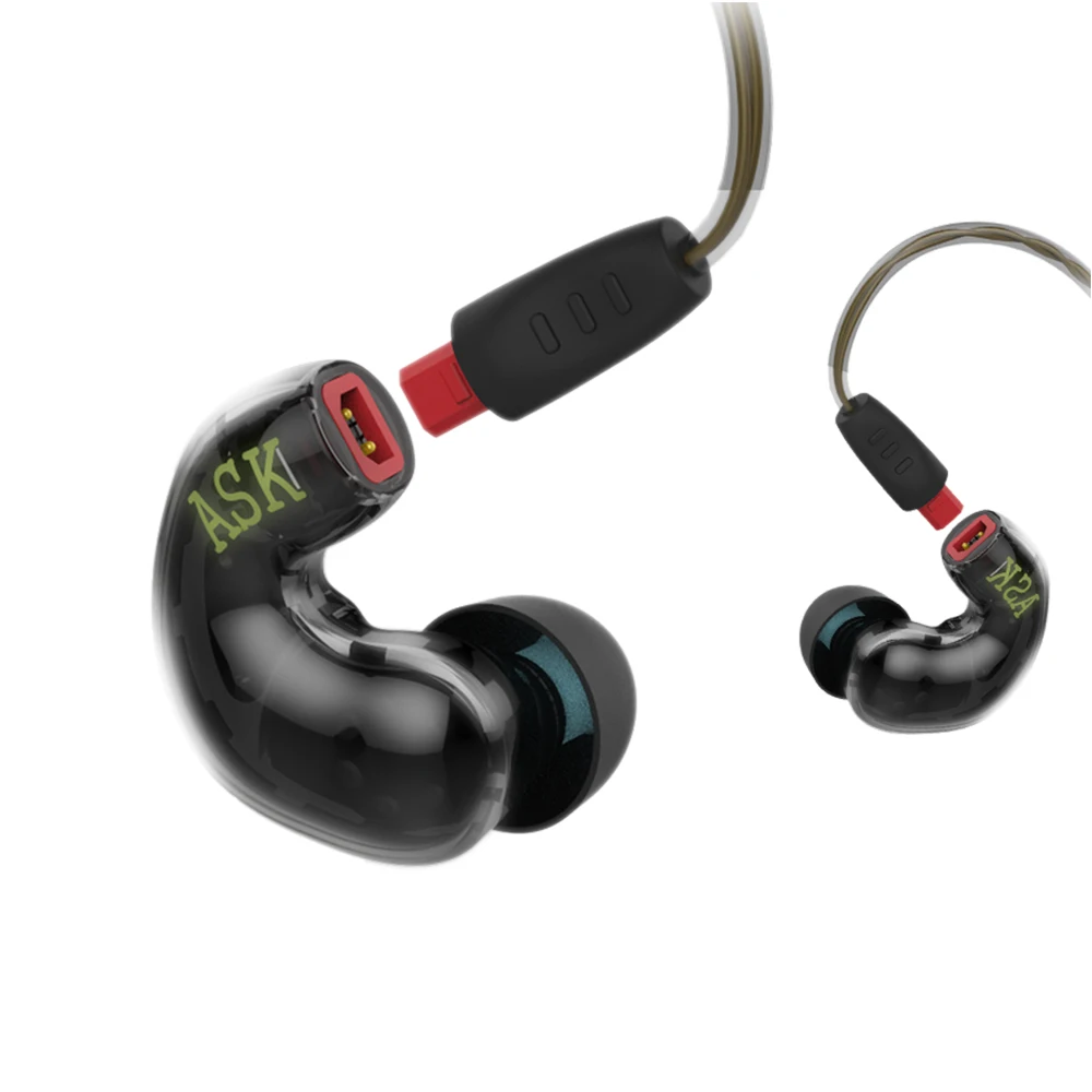 

2018 ASK In Ear Earphone 1BA+1DD Hybrid Earphone Detachable Cable Earphone HIFI DJ Running Sport Earphones Headset Earbud