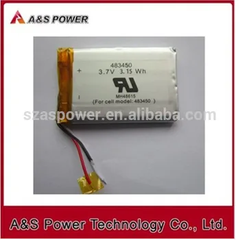 

UL certificate li-polymer battey 483450 3.7v 850mah lipo battery cell