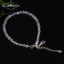 GLSEEVO натуральный лунный камень Бусины стерлингового серебра регулируемый браслеты для женщин браслеты плата де лей 925 Mujer Jewelry GB0012