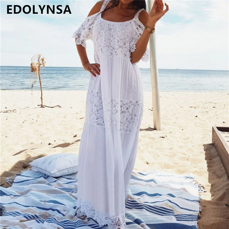 White Lace Off Shoulder Mini Dress Summer Beach Dress Cold Shoulder Dress White Lace Off Shoulder Mini Dress Summer Beach Dress Cold Shoulder Dress