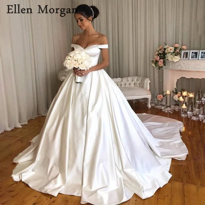 Simple Off Shoulder Ball Gowns Wedding Dresses Corset Lace up Custom ...