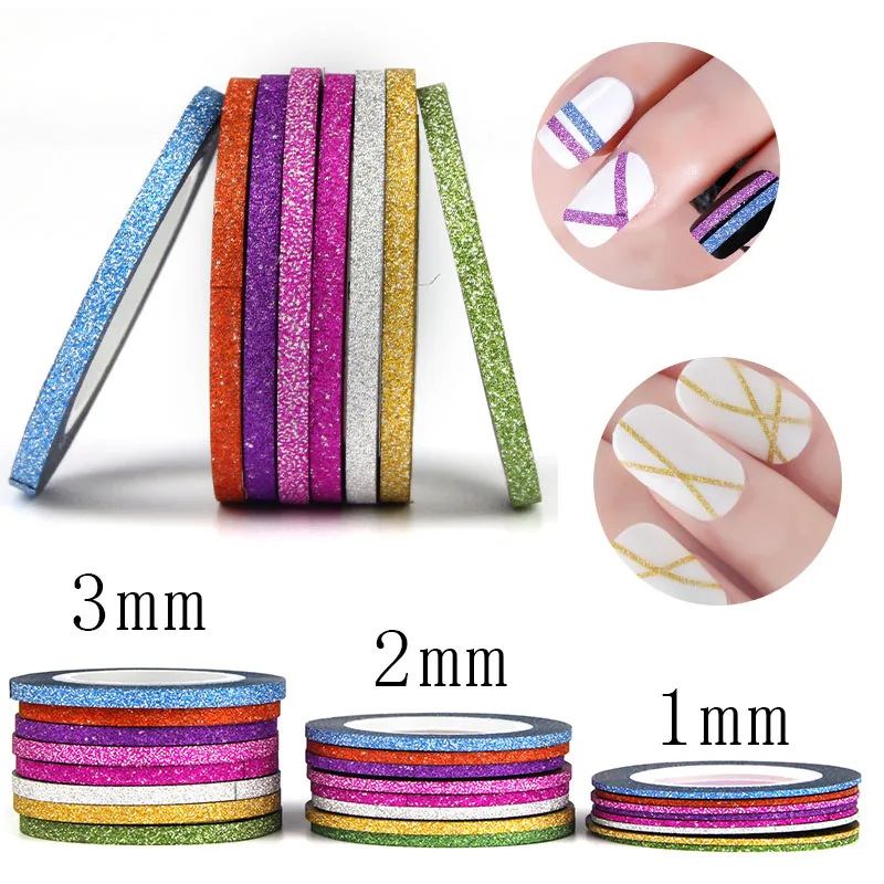 8pcs Vinyl Nail Sticker Scrub Striping Tape Liner Nail Art Tips