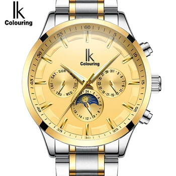 

IK Mens Watches Top Brand Luxury Automatic Mechanical Stainless Steel Business Male Clock Moon Phase Relogio Masculino