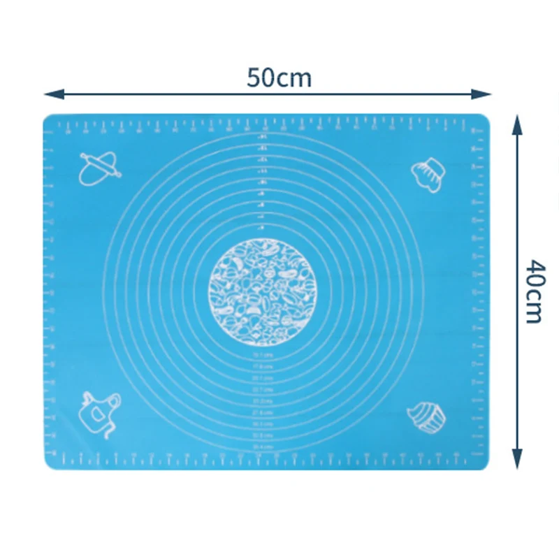 Платиновый силикон месильные коврики выпечка коврик для замеса теста клецки колодки амортизирующие прокладки антипригарные плиты для раскатывания теста доски - Цвет: Blue 50x40