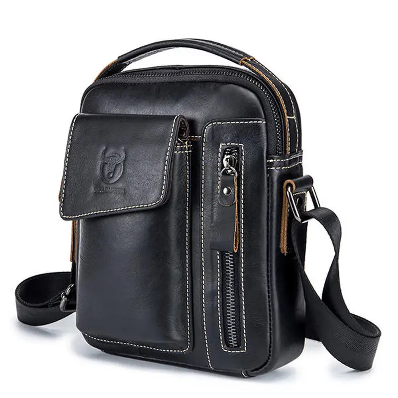 

Bullcaptain Genuine Leather male bag Business Messenger Bag Vintage Fashion Crossbody Bag For Men for gift brand shoulder bag