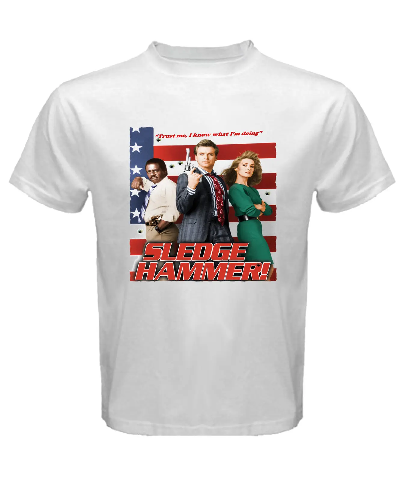 Sledge Hammer comedy series american detective dirty harry Tshirt white