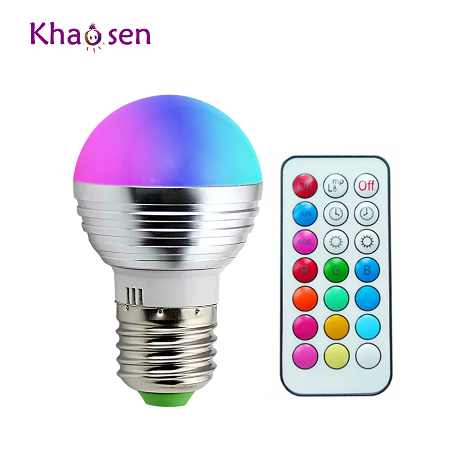 

E14 E27 Led Dimmable RGBW Led Bulbs 5W 85-265V 110V 220V Colorful RGB Led Lamp Chandeliers Led Light + 21 Key Remote Controller