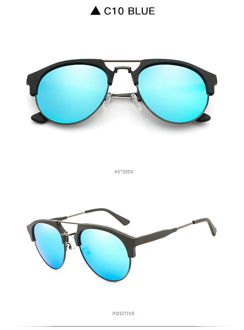 Классические солнечные очки с полуободковой солнцезащитные очки «под дерево» Для мужчин Для женщин, поляризованные солнцезащитные очки, очки для использования UV400 ручной работы