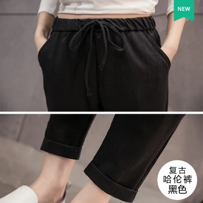 Черный Gowyimmes, большие размеры, S-2XL, женские шаровары, повседневные, черные, серые, клетчатые штаны, Harajuku, женские штаны длиной до щиколотки, брюки, хит 311 - Цвет: Черный
