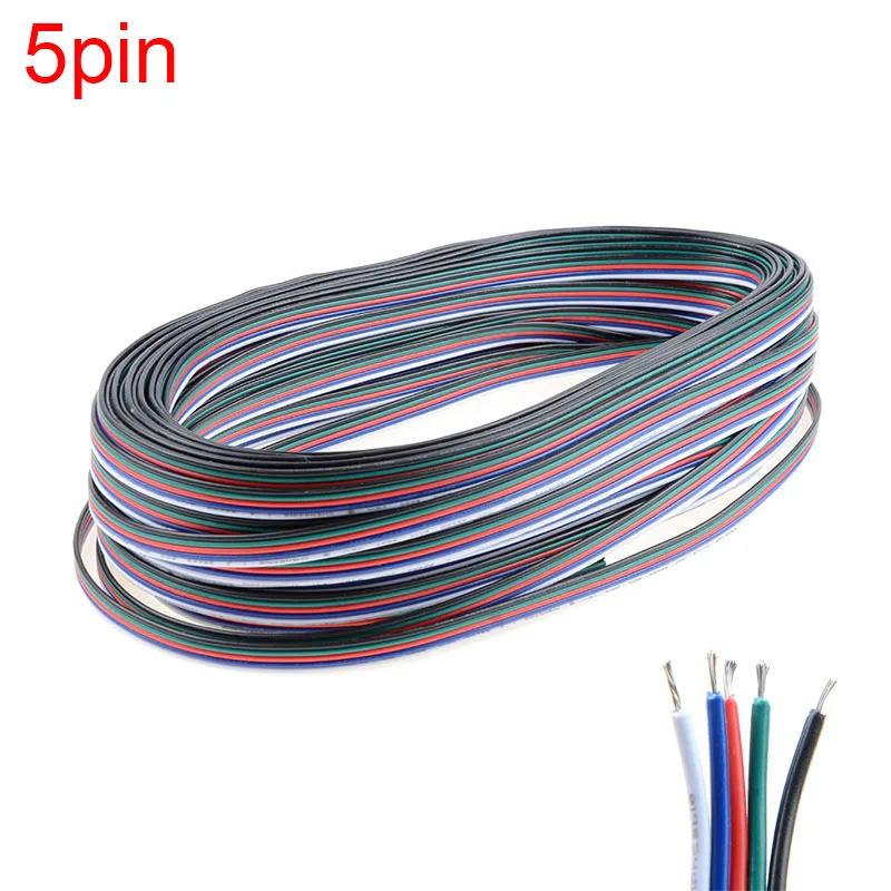Tinned copper cable 22AWG, 5 pin RGB cable, PVC insulated wire, 22 awg