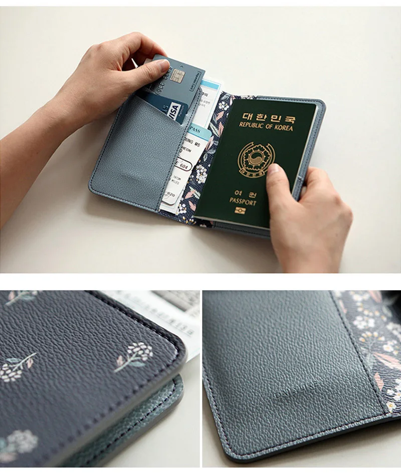 Travel Passport Cover PU Cute Printing Foldable Credit Card Holder Multifunction Documents Flight Bit License Wallet Bag PC0059 (8)