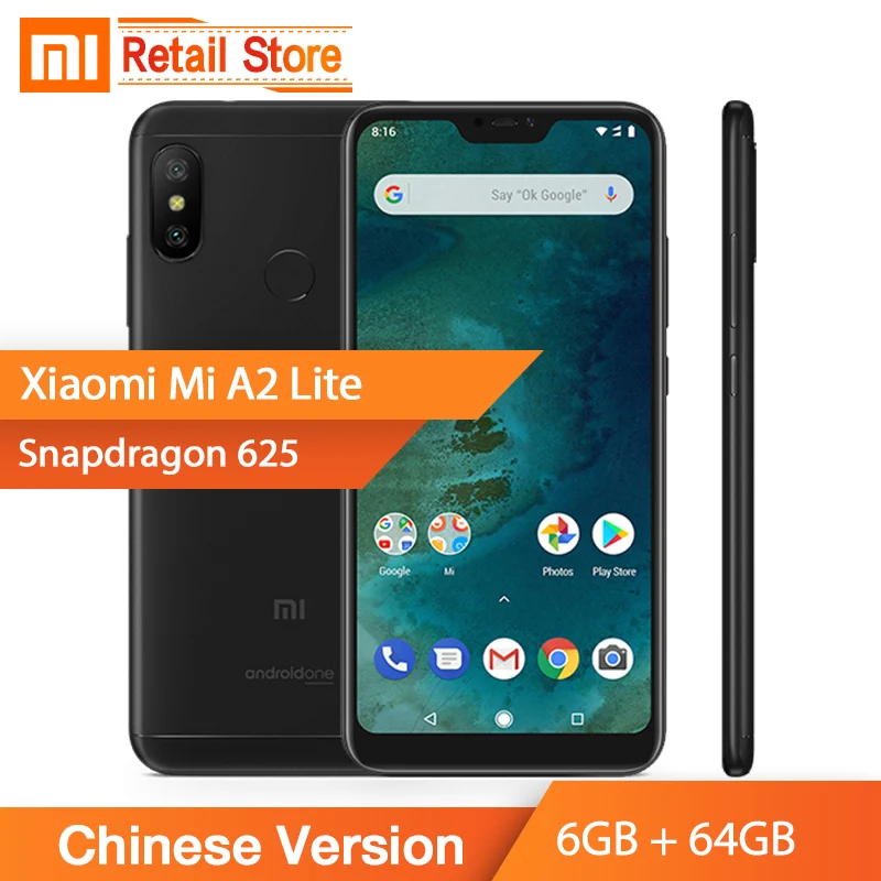 В наличии Глобальный Версия Сяо mi A2 Lite 4 GB 64 Snapdragon 625 Octa Core 5 84 дюйма 19:9 полный экран