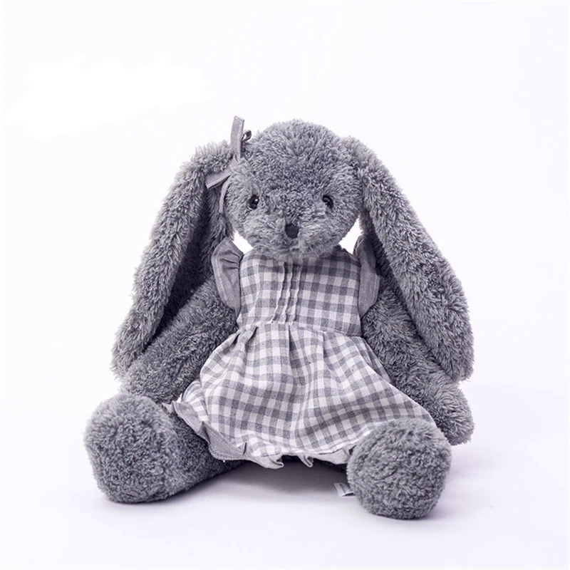 Plush toy grey rabbit mom Anne wear skirt beautiful bunny new design