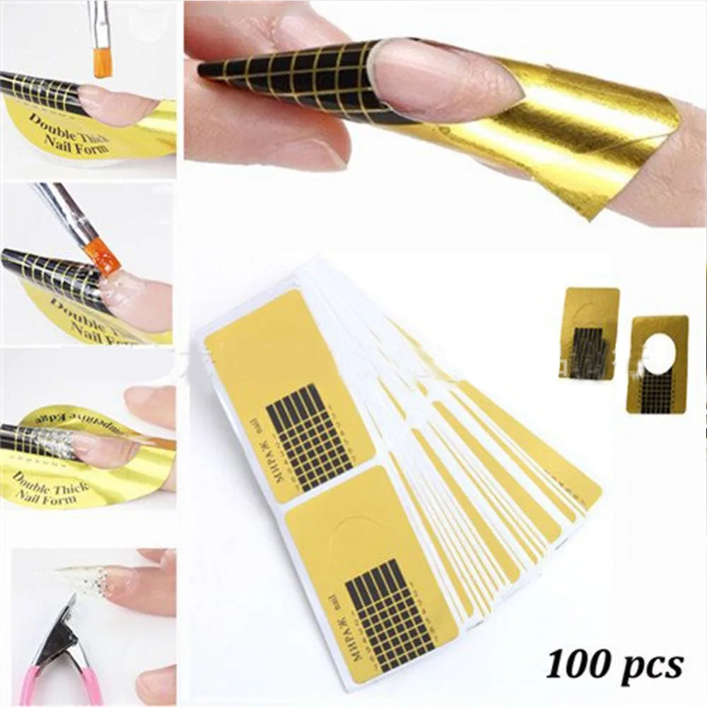 

100pcs Professional French Nail Form Tips Nail Art Form Acrylic Tip Gel Nails Sticker Extension Curl Form For Nail Polish Guide