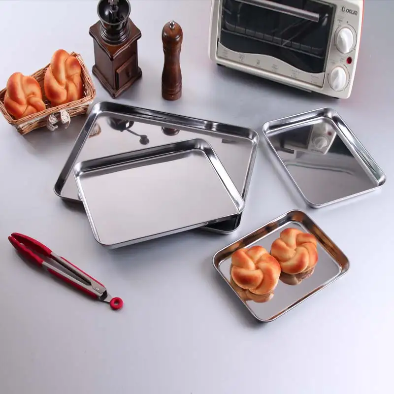 Stainless Steel Bakeware Cookie Pan Storage Trays Dishes Plate Barbecue