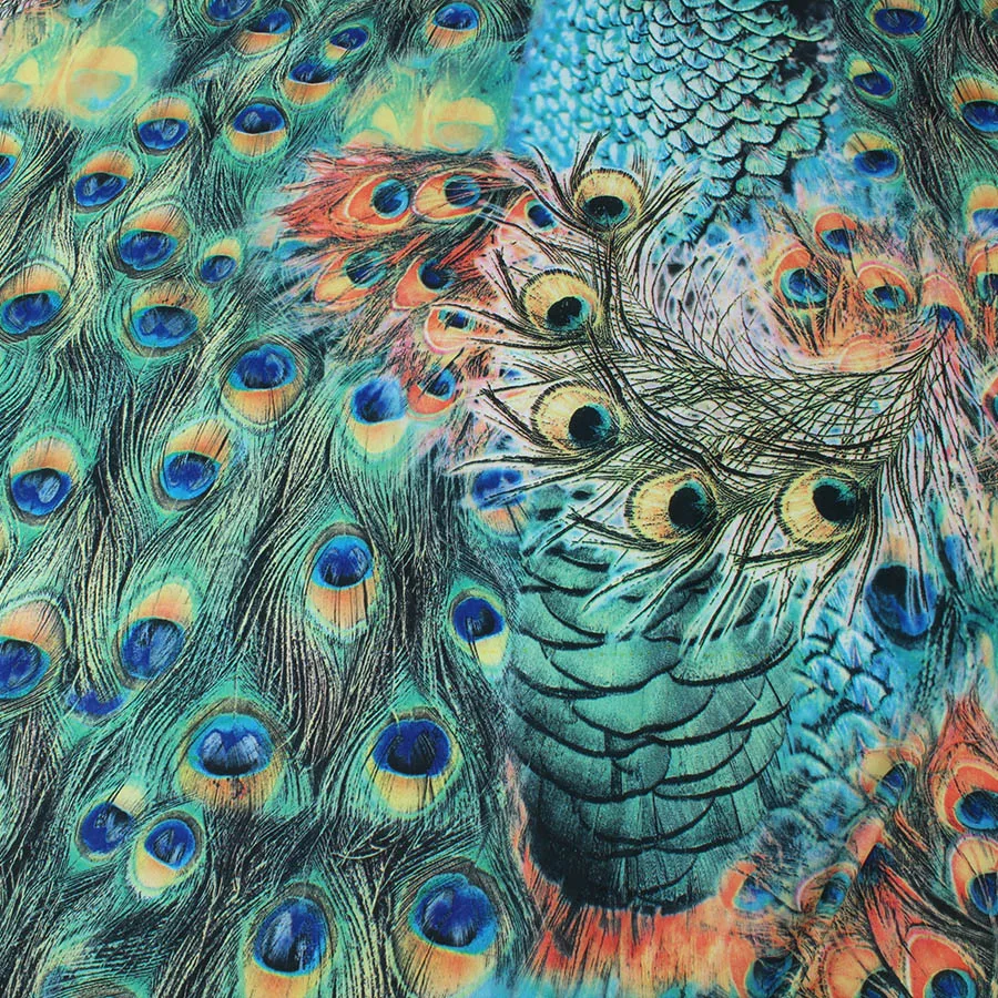 Трикотажная эластичная ткань из спандекса с цифровой печатью, купальный костюм с рисунком павлина, трико из текстиля, ширина 155 см