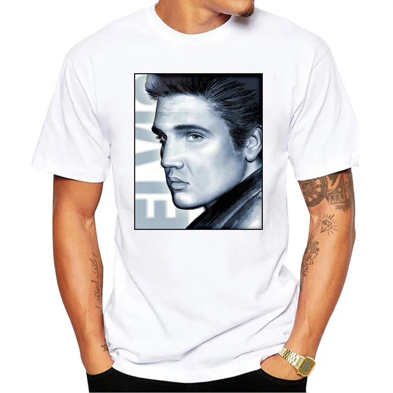 Винтажная Футболка Elvis Presley Мужская Классическая футболка с коротким рукавом