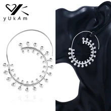 Женские серьги кольца в форме спирали серебристого цвета|hoop earrings