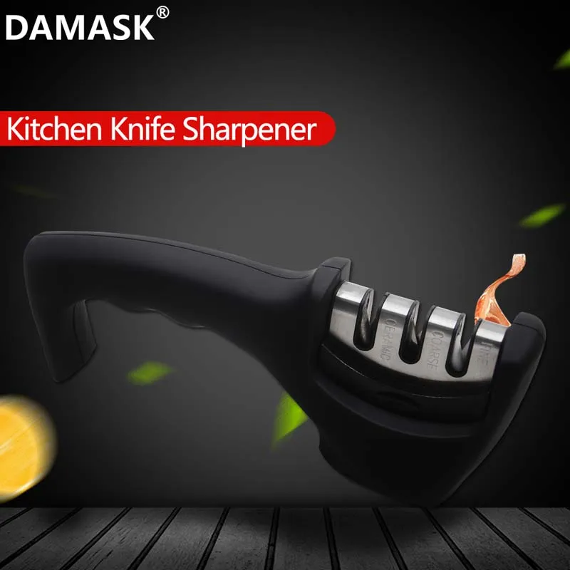 Damask Kitchen Knives Sharpener 3 Stage Professional Kitchen Sharpening Stone for Stainless Steel Knives Ceramic Knives Scissors - Цвет: 3 Stages Sharpener