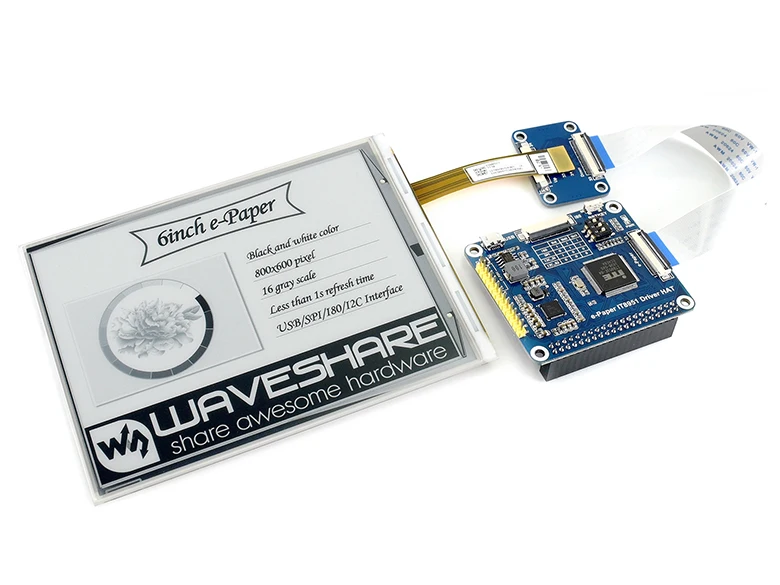6 дюймовая электронная бумага для Raspberry Pi 800x600 контроллер IT8951 интерфейс USB/SPI/I80/I2C