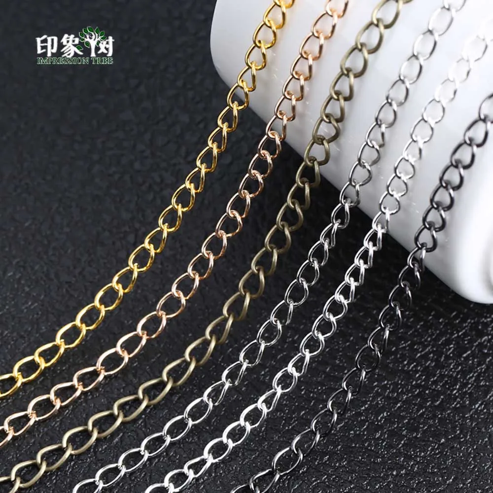 

3Meters Gold/Silver/Rhodium/Bronze/Gun Metal Bulk Chain Necklace 5mmx3mm Chain For Jewelry Making DIY Material Findings 1143