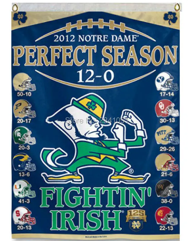 7 Color Notre Dame 12 0 Season Team American Outdoor Indoor Football College Flag 3X5 Custom Any
