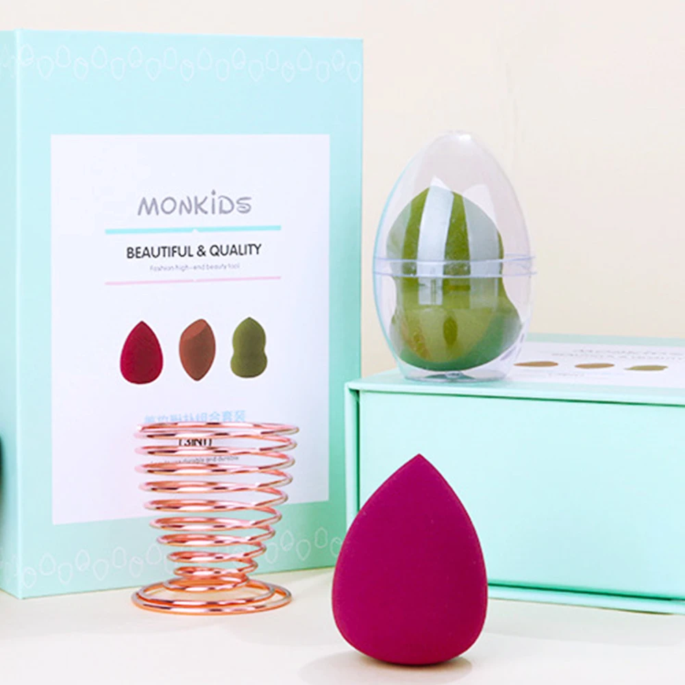 3 шт./компл. основная губка косметический слойка BB Крем тональный крем разных Форма пуховка для пудры, инструменты для макияжа с подставкой