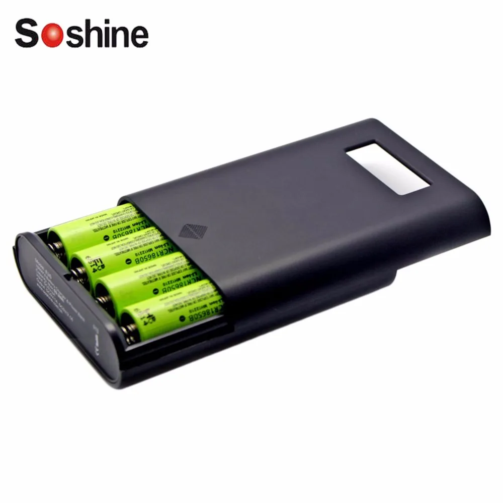 Soshine E3S LCD Display Replaceable Batteries Power Bank Professional Charger For 4 Pieces 18650 Batteries Black High Quality