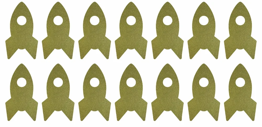 

2.1x3.8cm Rocket filled space ship gold glitter sticker label