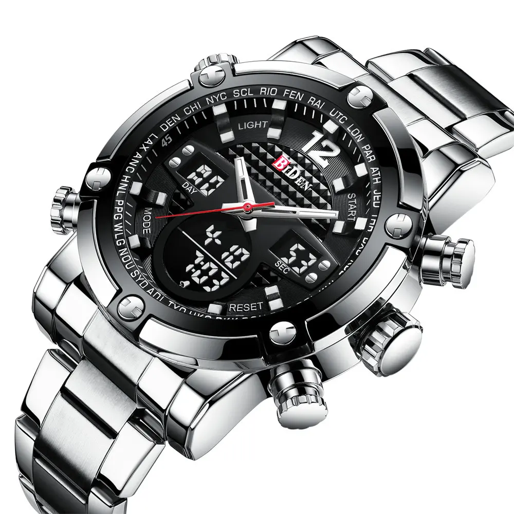 

2018 Cool Watch Men Fashion Sport Quartz Clock Mens Watches Top Brand Luxury Business Full Steel Waterproof LED Watch Male Hour