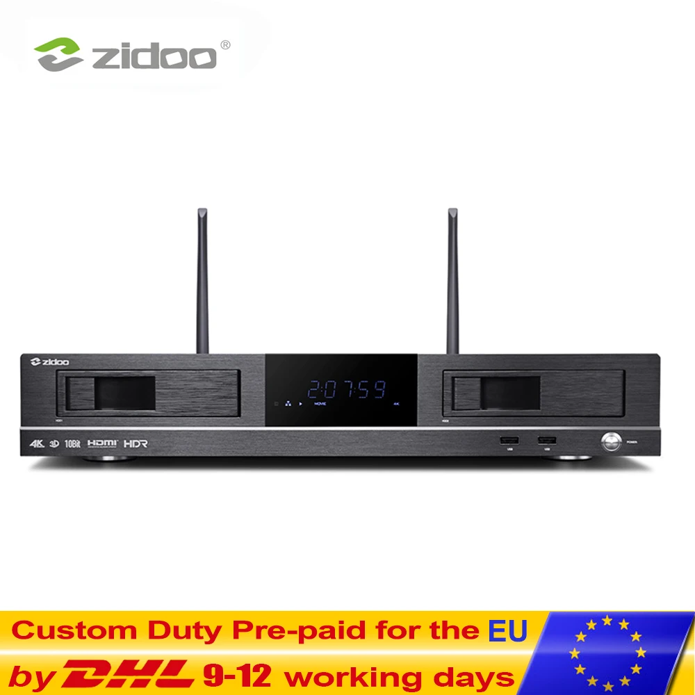  ZIDOO X20 Media Player 2GB DDR4 16GB eMMC Set Top Box 4K HDR Android TV BOX Dual HDMI Dual Hard Dis