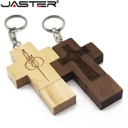 JASTER Горячая Продажа Креативный usb-накопитель в виде деревянного Креста USB 2,0 4 ГБ 8 ГБ 16 ГБ 32 ГБ 64 ГБ USB флэш-накопитель 5 бесплатных знаков