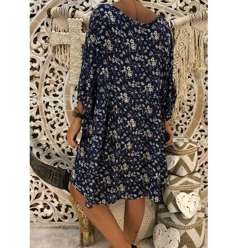 CALOFE винтажное женское платье с коротким рукавом и цветочным принтом Boho мини