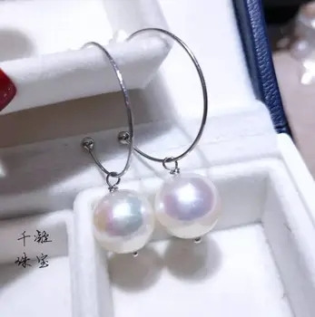 

charming 10-11mm south sea round white pearl earring 925s