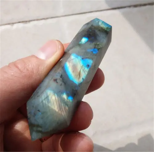 Image TOP 79g Natural beautiful labradorite QUARTZ CRYSTAL WAND POINT HEALING