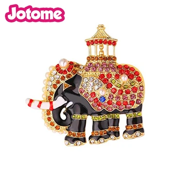 

100pcs a lot 8cm Crystal Pearls Lucky Thai elephant Enamel Brooch Vintage Jewelry Bag Lapel Pin for Suit Corsage Accessories