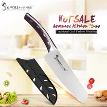 SOWOLL бренд 4cr14mov лезвие из нержавеющей стали один " нож шеф-повара ручка из полимерного волокна кухонный нож уникальный дизайн инструменты для приготовления пищи