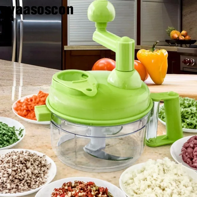 Hand Held Manual Chopper Food Machine Quick Pull Mincer Mixer Blender