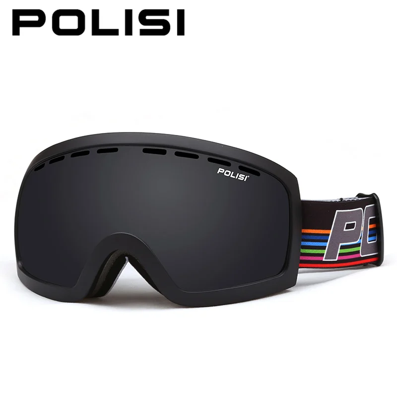 POLISI мужские и женские лыжные очки UV400, двухслойные линзы, очки для сноуборда, лыжного спорта, зимние лыжные очки для скейтборда, защитные очки - Цвет: Gray Lens 01